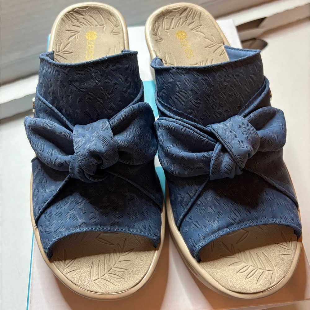 Comfort Slide Sandals with Knotted Upper in Blue - Picture 2 of 11